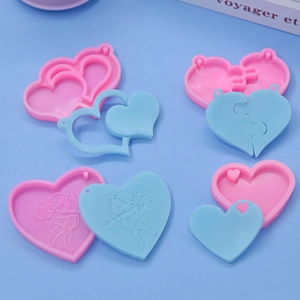 Heart Silicone Molds For DIY Baking Cake Mousse Chocolate Resin Crafts Flexible Cupid Puzzle Design With Hanging Hole