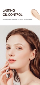 Texture detail of beige CC cream foundation with matte finish and lasting oil control effect