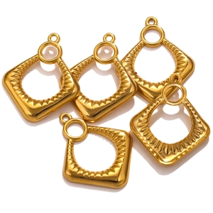 Waterproof gold stainless steel rhombus pendant charms for DIY jewelry and necklaces