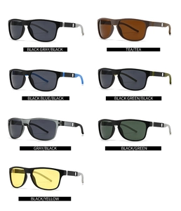 Collage de gafas de sol TR90 clásicas en siete colores incluyendo negro, gris y azul
