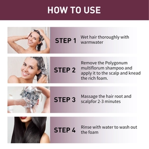 Four-step guide on how to use the Polygonum multiflorum hair darkening shampoo bar