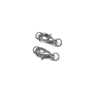 Detail of silver lobster clasps with jump rings for DIY jewelry making sets