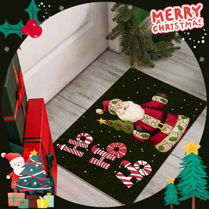 Christmas Door Mat Crystal Velvet Non Slip Entrance Rug For Home Living Room Santa Snowman Cartoon Holiday Decoration