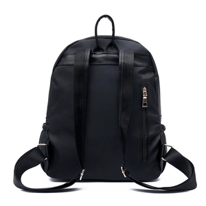 Minimalist black Oxford fabric backpack with adjustable straps and anti-theft back pocket