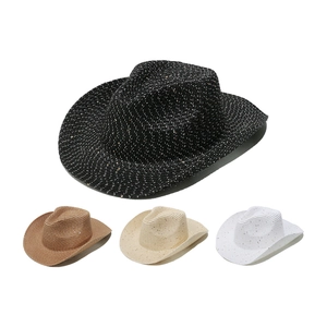 Chapeau De Cowboy Western Paille Papier Paillettes Protection Solaire Plage Été Jazz Fedora Pour Femmes Hommes Voyage