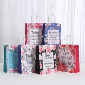 Floral Gift Bags With Bible Verse Inspirational Quotes Paper Tote Bags For Party Wedding Baptism Church Event Favors