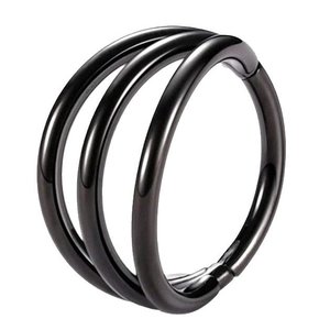 Three-layer black 316 stainless steel nose ring and multi-use body piercing jewelry