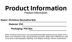 Spécifications détaillées des boules de Noël en PVC dans une boîte transparente