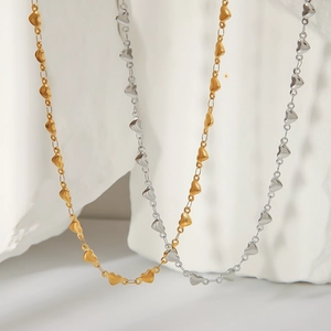 Heart Linked Chain Necklace Stainless Steel 18K Gold Plated French Retro Clavicle Chain Elegant Minimalist Jewelry For Women