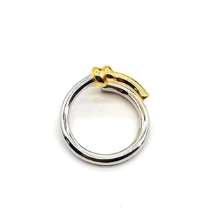 Elegant S925 sterling silver twist knot open ring in dual-tone silver and gold finish