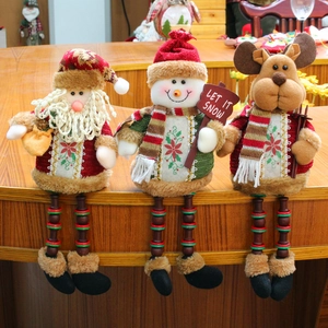 Bambole natalizie in peluche con gambe lunghe, Babbo Natale, Pupazzo di neve e Renna