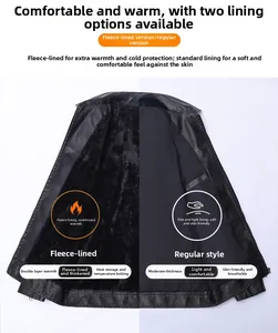 Détail comparant la doublure en polaire épaisse et la doublure normale d'une veste en cuir noir