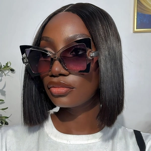 Elegant oversized butterfly frame sunglasses for women with gradient purple lenses