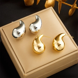 Minimalist Titanium Steel Waterdrop Stud Earrings For Women Irregular Geometric Gold Silver Plated Fashion Jewelry Accessories