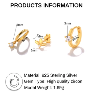 Detailed specs for 925 sterling silver star and evil eye earring set with zircon