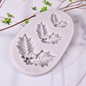 Holly leaf silicone mold for DIY Christmas cake decoration and fondant embossing