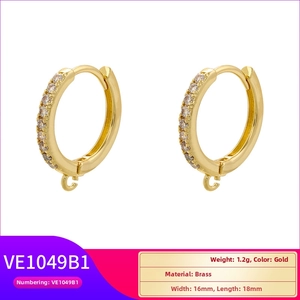 Detailed macro view of 18mm gold plated brass hoop earrings with small DIY hanging loop