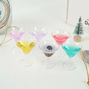 Miniature Cocktail Glass Martini Cup Model Plastic Resin Colorful Faux Liquid Dollhouse Decor Christmas Tree Pendant Ornament