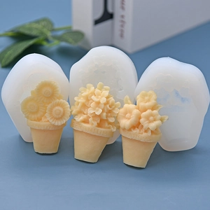 Sunflower geranium and pansy shaped silicone flower pot molds for cake and chocolate DIY