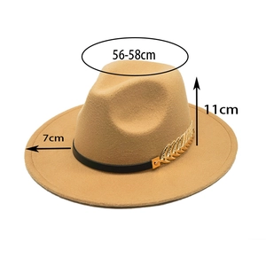 Fedora Hat Vintage Wide Brim Felt Jazz Cap Gold Leaf Feather Metal Decor Black Ribbon Band Elegant British Style