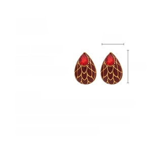 Spécifications des boucles d'oreilles goutte en émail bordeaux avec dimensions et poids