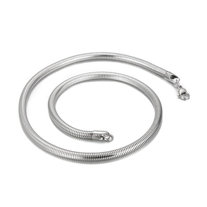 Minimalist silver stainless steel snake bone chain necklace with lobster clasp for men