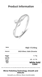 Macro detail of S925 sterling silver ring with infinity design and zircon inlay
