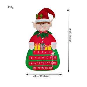 Christmas elf felt advent calendar with 24 numbered pockets and dimension labels