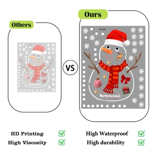 Comparison showing HD printing and high viscosity of waterproof Santa Claus window stickers