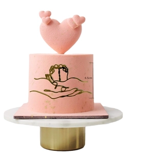 Golden acrylic line art baby shower cake topper with hand and footprint design 6.5cm