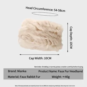 Winter hoofdband van imitatiekonijnenbont voor dames met zachte gebreide textuur in beige