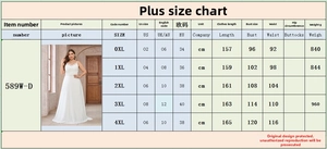 Detailed plus size evening gown size chart for bridal and wedding party dresses