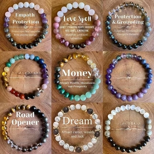 Natural Gemstone Beaded Bracelet Handmade Bohemian Retro Healing Energy Stones Chakras Unisex Elastic Jewelry
