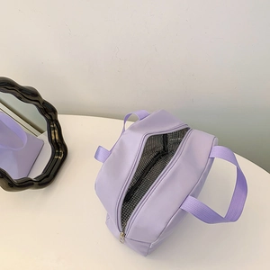 Minimalist purple insulated lunch bag for girls with aluminum foil lining and top handles