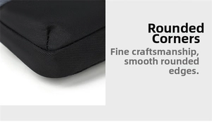 Detail of rounded corners and fine stitching on the black waterproof sports arm bag
