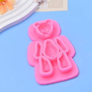 Pink silicone Bearbrick mold for DIY cake decorating and chocolate baking crafts