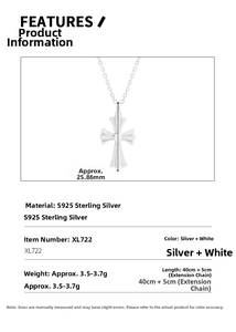 Detailed size specifications for S925 sterling silver cross pendant necklace jewelry