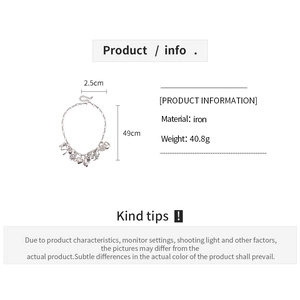 Detailed product specifications for iron necklace featuring pendant dimensions and weight info