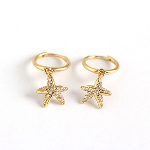 Gold starfish hoop earrings in S925 sterling silver with sparkling pavé zircon stones