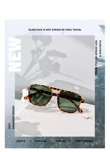 Macro detail of retro tortoiseshell double-bridge sunglasses frame with dark green lenses