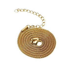 Polished gold stainless steel cuban mesh chain necklace with lobster clasp and extension