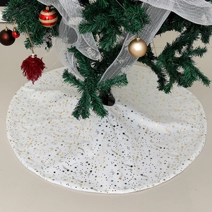 White Christmas tree skirt with gold and silver stars for holiday festive party decoration