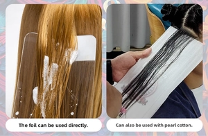 Detail showing acrylic highlight board used with white pearl cotton for hair coloring