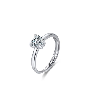 Heart Shape Ring 925 Sterling Silver Cubic Zirconia Adjustable Open Design Sweet Romantic Jewelry For Women Gift