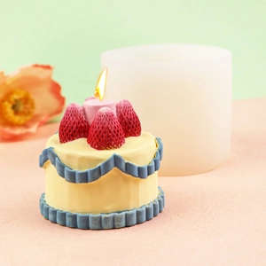 Silikonform Erdbeerkuchen Form 3D DIY Aromatherapie Kerze Fondant Schokolade Dessert Dekoration Zubehör