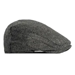 Béret classique à chevrons gris foncé de style vintage britannique pour homme et femme