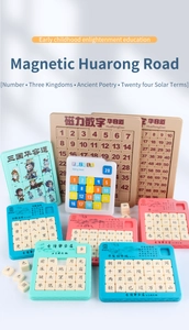 Macro detail of magnetic sliding puzzles with number, poetry and history themes