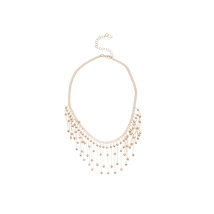 Elegant rose gold tassel necklace with tiered fine chains and small bead accents