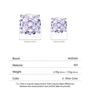 925 sterling silver earrings with purple rose-cut crystals in 6mm and 8mm sizes