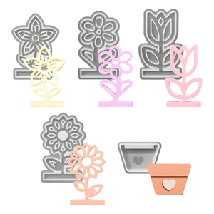 DIY silicone mold set for 3D tulip and sunflower flowerpot decorations and art crafts